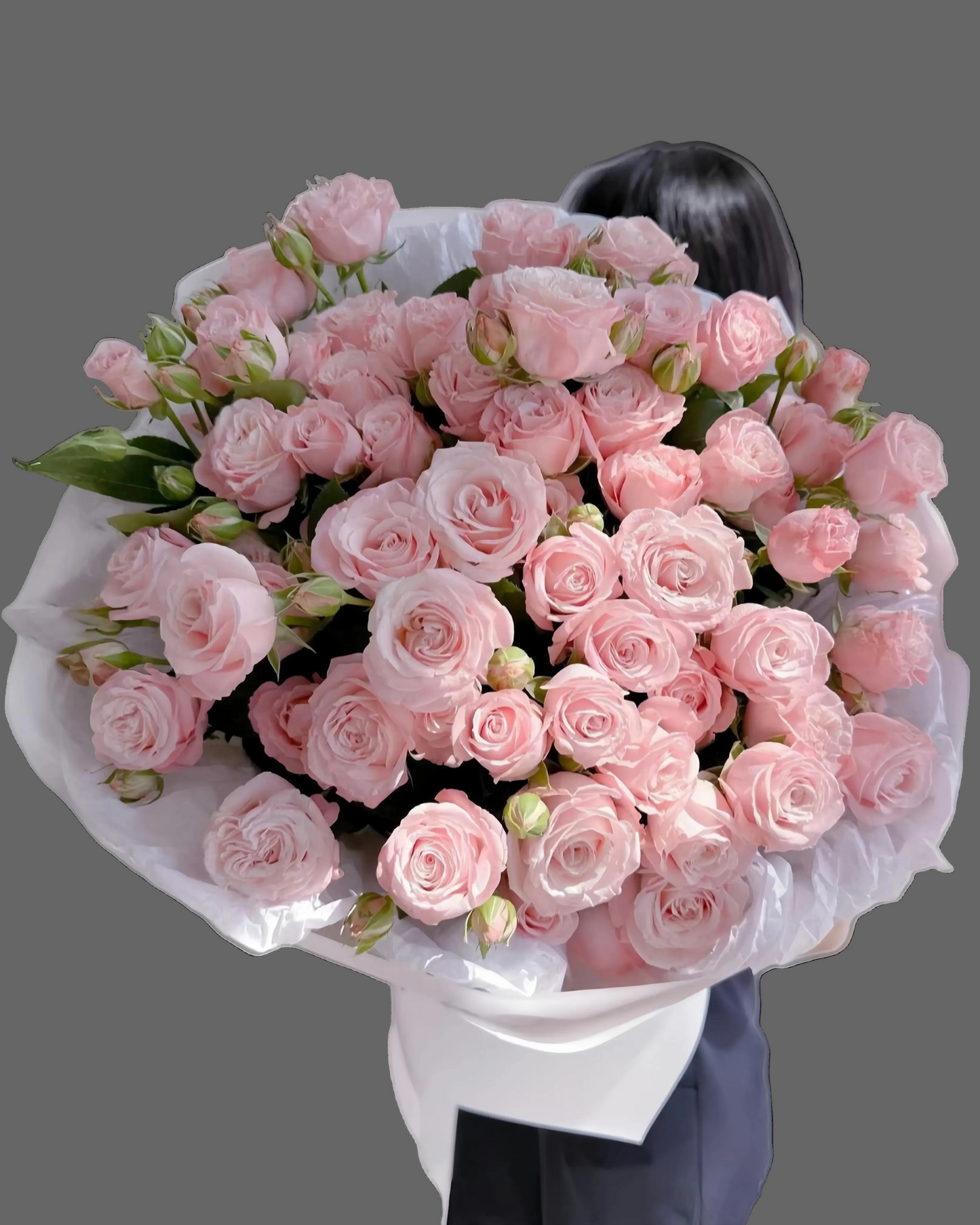 “Bouquet Sensacion with lush pink spray roses, premium romantic bouquet available for same-day delivery in Miami and Sunny Isles.”