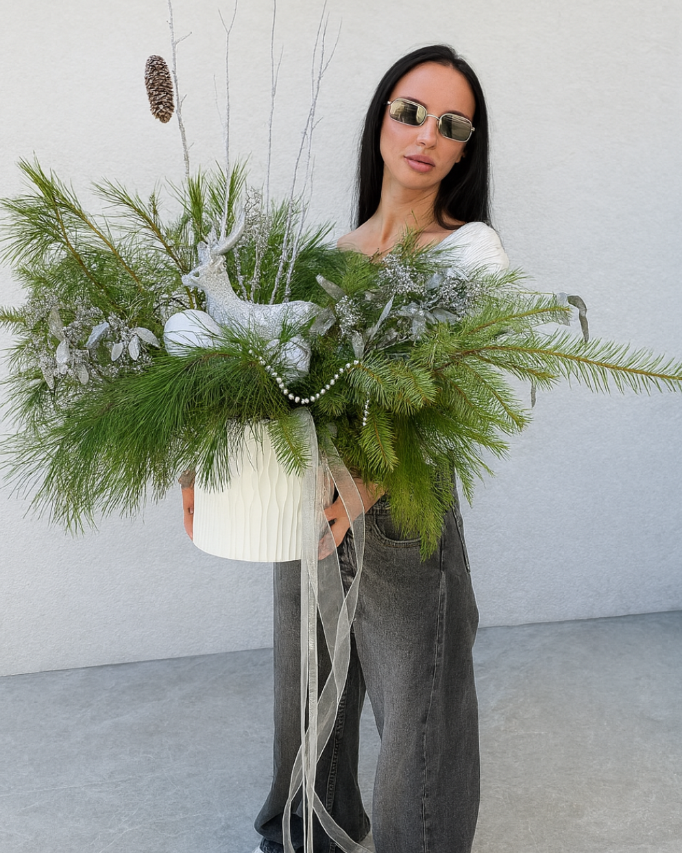 Silver Forest Christmas Arrangement in vase