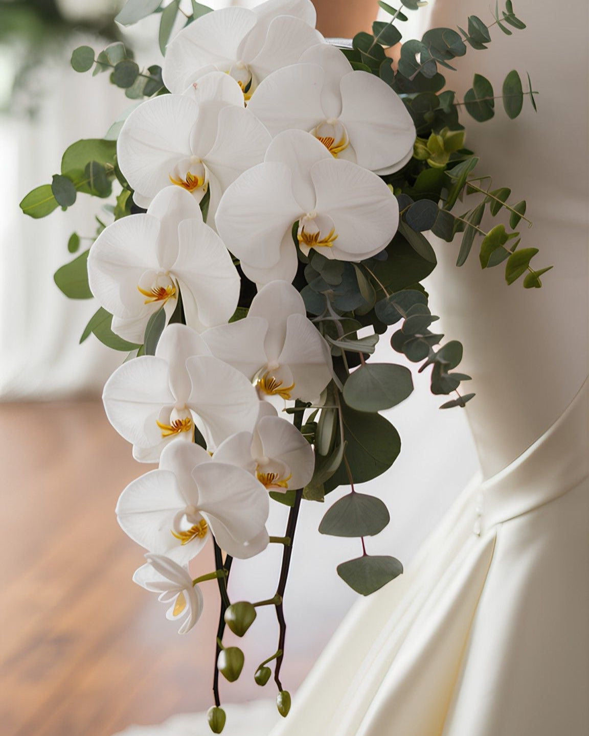 White Orchid Cascade – Luxury Wedding Bouquet